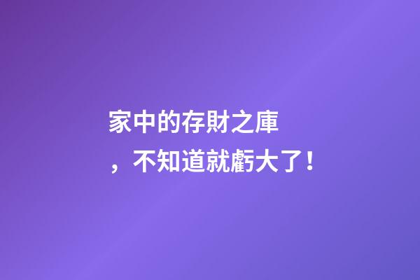 家中的存財之庫，不知道就虧大了！